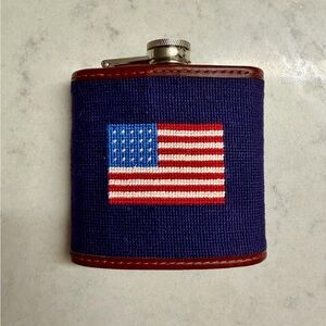 Smathers & Branson Needlepoint American Flag Hip Flask - Navy, Red, White